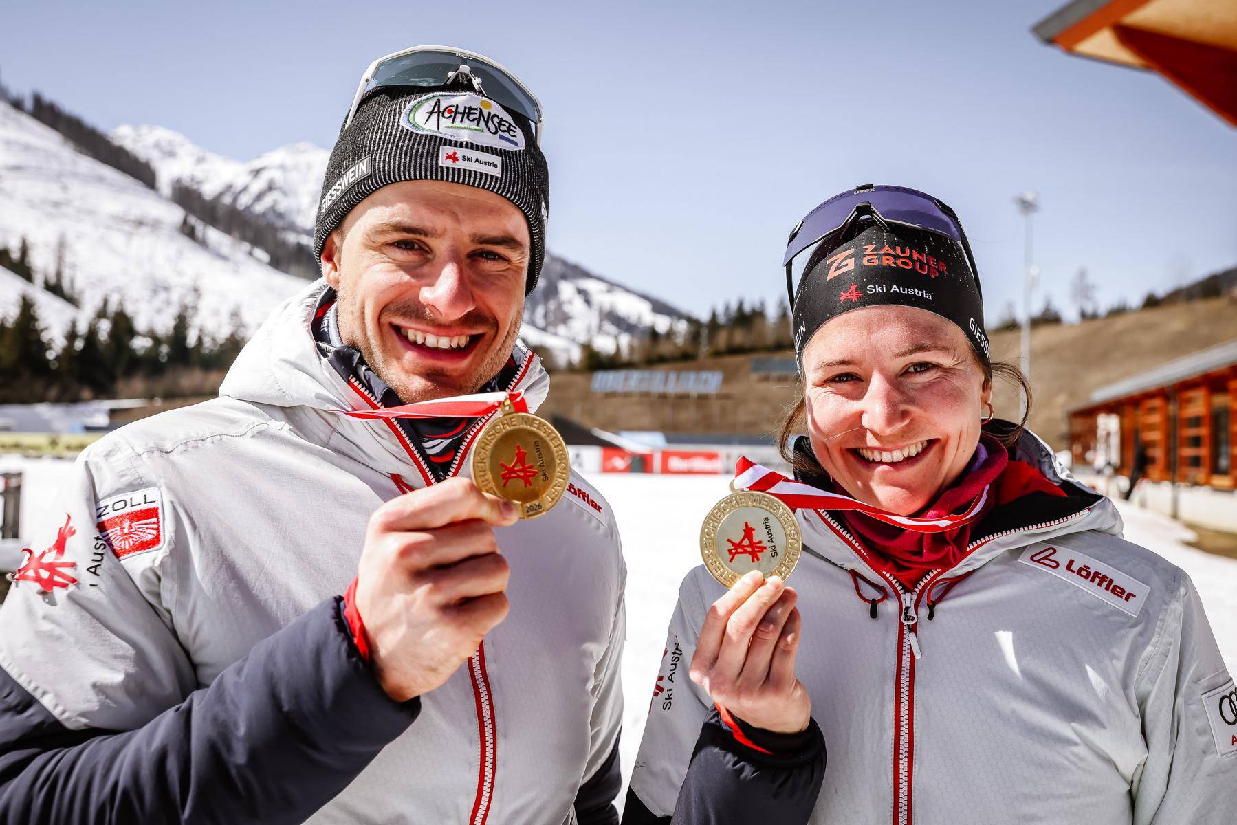 Die Doppelstaatsmeister Benjamin Moser und Lisa Achleitner. Foto: Expa Pictures